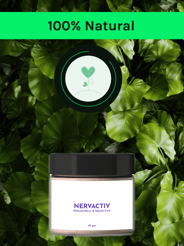 Jar of NERVACTIV Natural Nerve & Muscle Care cream which is 100% Natural