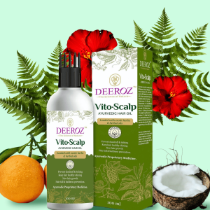 Deeroz Vito-Scalp Ayurvedic Hair Oil, An ayurvedic hair care products with natural ingredients.