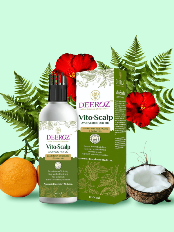 Deeroz Vito-Scalp Ayurvedic Hair Oil, An ayurvedic hair care products with natural ingredients.